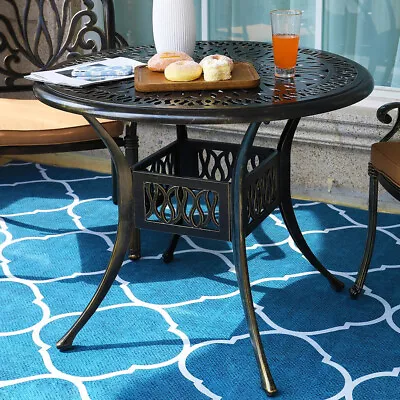 £138.95 • Buy Cast Aluminium Garden Table & Chairs Set W/ Parasol Hole Patio Stacking Armchair