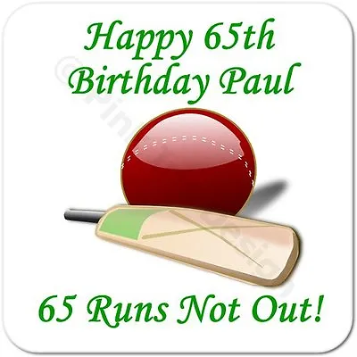 £3.99 • Buy Personalised Cricket Runs Not Out 21st | 30th | 65th Birthday Gift Coaster 