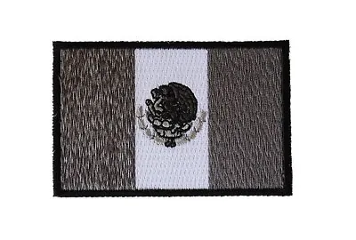 Black White Gray MEXICAN FLAG 3  X 2  Iron On Patch (6190) Mexico (D3) • $6.24
