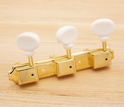 Genuine Tone Ninja 3x3 3 Per Plate Vintage Tuners White Plastic Buttons Gold • $43.61