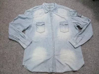 House Of Blues Chambray Button Up Shirt Adult Mens XL Long Sleeve Pearl Snap • $12.50