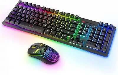 Wireless PC Gaming Keyboard And Mouse RGB Backlit MOOJAY Rechargeable 2.4G - AU • $74.99