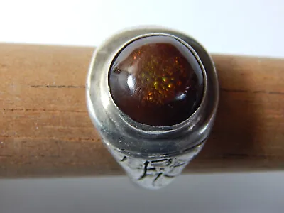 Unique Vintage Pre-Owned Cast Sterling Silver Fire Agate Ring Sz 10 Unmarked   • $157.50