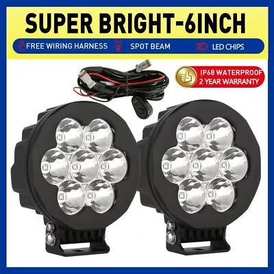 Pair Slim 6inch LED Spot Lights Driving Work Round Black Universal Outdoor Lamps • $49.89