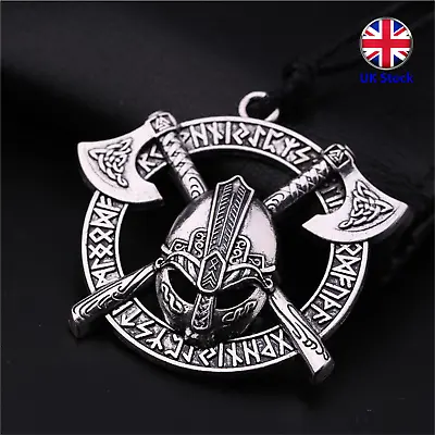 £7.99 • Buy Odin Viking Axe Helmet & Runes Pendant Necklace - 2 Colours - UK Stock
