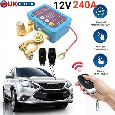 Wireless Dual Remote Car Battery Disconnect Relay Master Kill Cut-off Switch 12V • £29.99