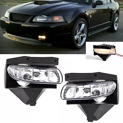 Pair Bumper Fog Lights 1999-2004 For Ford Mustang Clear Lens Replacement Lamps • $27.90