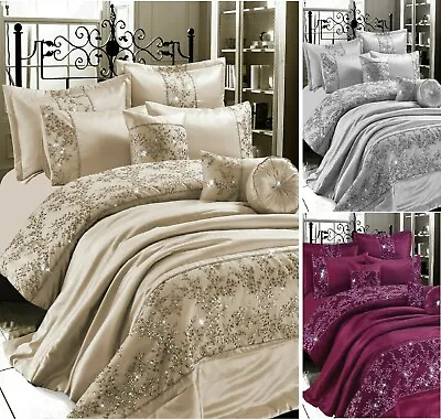 Designer GIGI EMBROIDERED Lace Polyester Duvet Cover Set. Or Bedspread All Size • £38.99