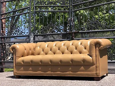 Vintage Tufted Leather Chesterfield Sofa • $4850