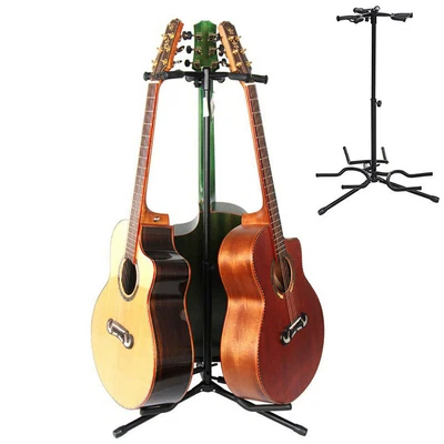 $34.94 • Buy Strong Triple Guitar Stand Bass Display Storage Organizer Soft Foam Padded Rack