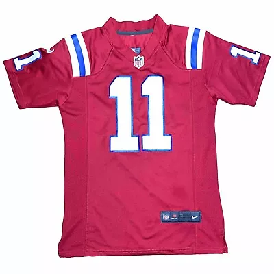 Nike On Field # 11 New England Patriots Julian Edelman Red Vapor Jersey Youth L • $39.95