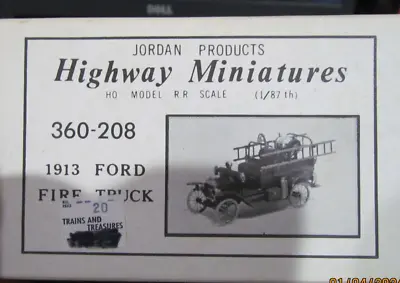 HO Jordan Highway Miniatures 1913 Ford Firetruck Kit - (New) • $17