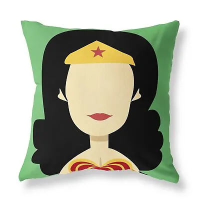 Wonder Woman Film FILLED CUSHION Zip Designer Green • £20.99