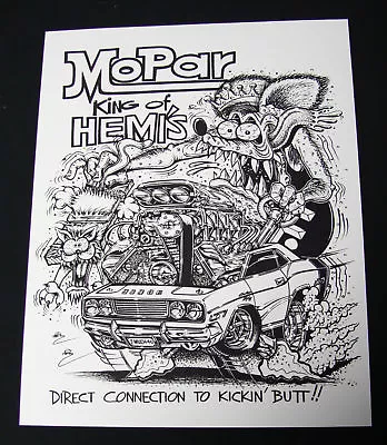 LARGE Rat Fink ED ROTH Big Daddy Mopar Poster Print Dodge Hemi Adult Coloring  • $6