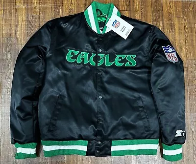 Homage X Starter Jacket Philadelphia Eagles Blackout Satin SZ Large | Runs Slim • $155