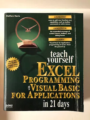 Teach Yourself Excel Programming With Visual Basic For Applications In 21 Days • $8.95