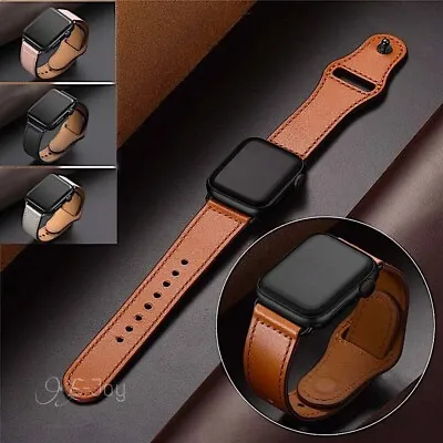$18.07 • Buy Genuine Leather Apple Watch Band For IWatch Series 7 6 5 4 3 38mm/40mm 42mm/44mm