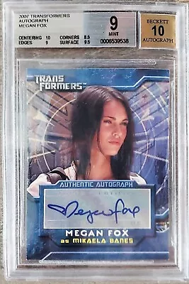 2007 Megan Fox Topps Transformers Certified Autograph MINT BGS 9 - 10 Auto • $3999