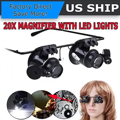 20X Magnifying Magnifier Glasses Magnifaction Jeweler Watch Repair LED Light NEW • $7.95