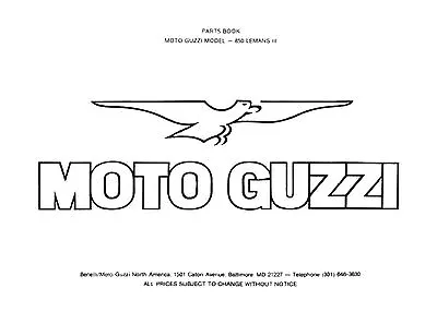 Moto Guzzi Parts Manual Book 850 LE MANS III  • $18.50