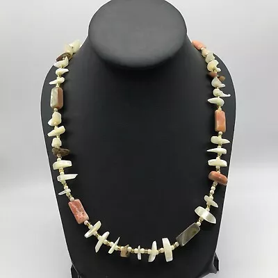 Vintage Mother Of Pearl MOP Abalone Long Beaded Strand Necklace 32  • $49.99