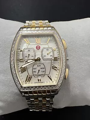 Michele Releve Tone SS/18k Gold Plt Diamond Watch - White 0.42ct Tw Running • $740