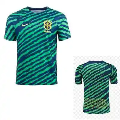 $39.99 • Buy Nike Men's Brazil Dri-FIT Pre-Match Soccer Top L Green Blue Short Sleeve EUC!