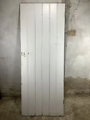 29 3/4 X 77 1/4  Old Internal Painted Pine 6 Plank Ledge Cottage Door • £135