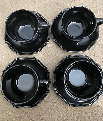 NEW Martha Stewart Everyday Set 4 Cups Black Coffee Cup & Saucers Portillo BlacK • $10.46