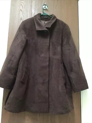 Cinzia Rocca Coat Jacket Brown Mohair Wool Italy Lined Pockets Sz 12 Or L • $59