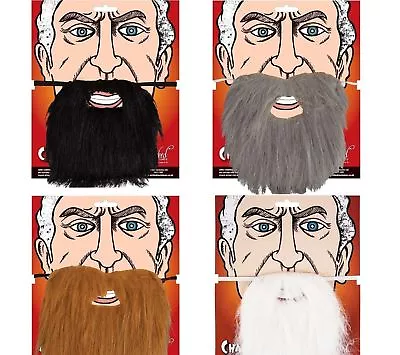 Mens FACIAL HAIR Beard Moustache Fake Tash Black Brown White Grey Fancy Dress • £3.45