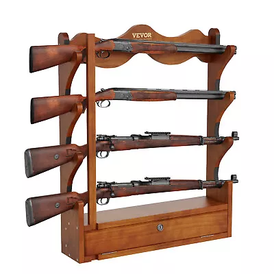 VEVOE Gun Rack 4-Slot Wood Gun Rack Wall Mount Gun Display Rack Holds 4 Rifles • £34.80