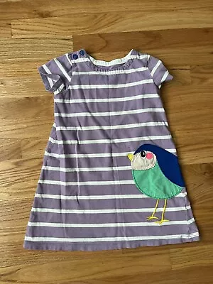 Mini Boden Striped Bird Appliqué Dress 5-6 Years  • $12.50