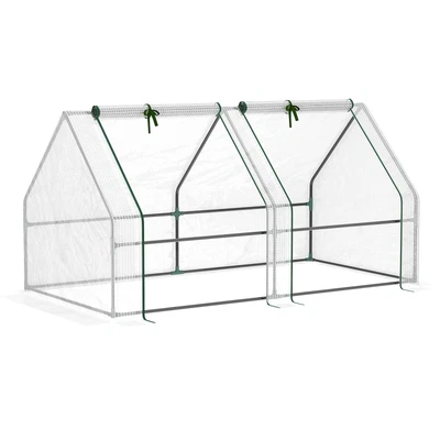 £21.99 • Buy Outsunny Mini Small Greenhouse With Steel Frame & PE Cover & Window, White