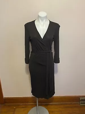 Diane Von Furstenberg DVF Wrap Dress Solid Dark Brown 3/4 Sleeve  • $40