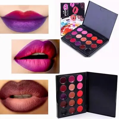 £5.99 • Buy 15 Colours Set Long Lasting Lip Gloss Palette Makeup Lipstick Cosmetic Lip Tools