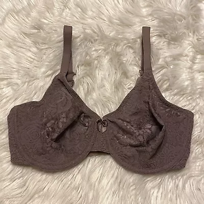 Wacoal 34DD Bra Taupe Halo Lace Underwire Unlined Seamless 851205 • $21.99