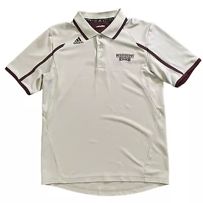 Used Adidas Mississippi State Bulldogs Hail State Polo Shirt White Size Medium • $19.99