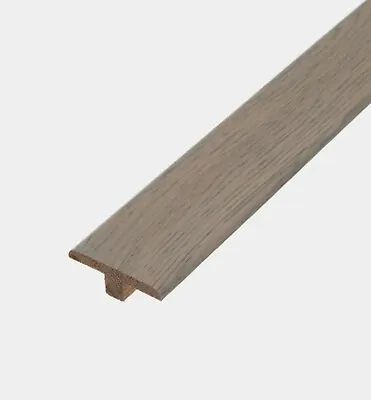 Medium Grey Solid Oak T Section Wood Floor Threshold Door Bar Transition Trim • £79.99