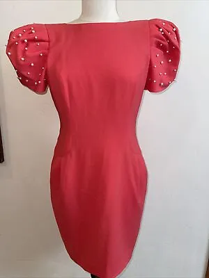Vintage Morton Myles Puffed Pearl Studded Sleeve Dress Size 8 • $20