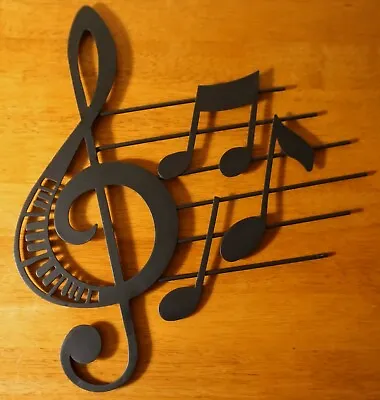 Black Musical Notes Music Room Staff Treble Clef Metal Wall Sculpture Sign NEW • $14.95