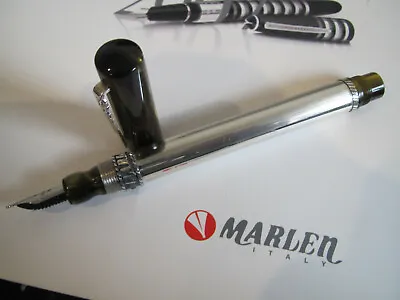 Marlen Rinascimento Olive Green & Sterling Silver Fount Pen Medium Steel Nib MIB • $225.19