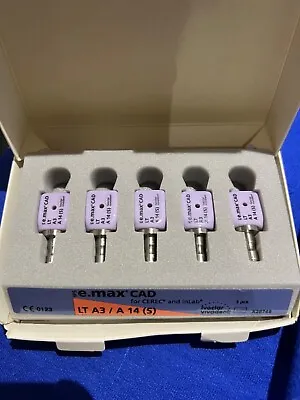 $300 • Buy IPS E.max CAD For Cerec And InLab Implant Blocks LT A3 A14 (5 Pack)