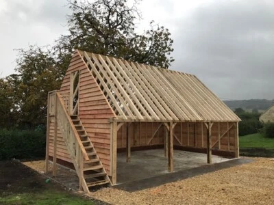 £17598 • Buy 3 Bay Oak Framed Garage Kit With Useable Roof Space - 9x6m Full Oak Gable End