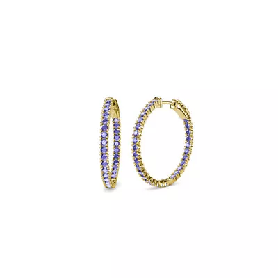 Tanzanite Inside-Out Hoop Earrings 1.68 Ctw In 14K Yellow Gold JP:38708 • $1438.30