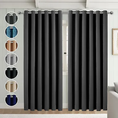 £18.99 • Buy Thermal Blackout Curtains Ready Made Eyelet Ring Top Window Curtain + Tie Backs