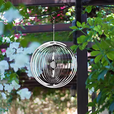 Hanging Wind Spinner Outdoor Metal Decorations Silver Wind Spinners For Yard  • $15.83