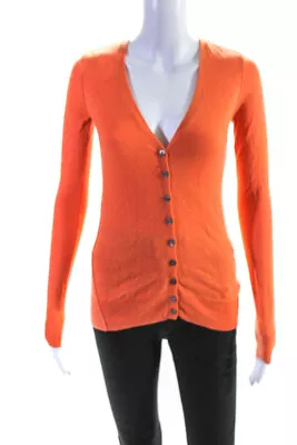 Martin + Osa Womens Cashmere Silk Button Up Cardigan Sweater Top Orange Size XS • $34.01