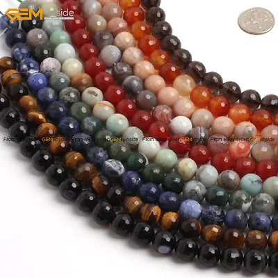 Natural Genuine Gemstone Jewelry Making Beads Wholesale 15  Round Faceted Stone • $5.02