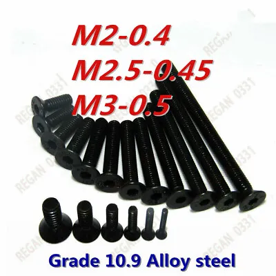 M2 M2.5 M3 Grade 10.9 Black Alloy Steel Hex Socket Countersunk Head Screws Bolts • $8.99